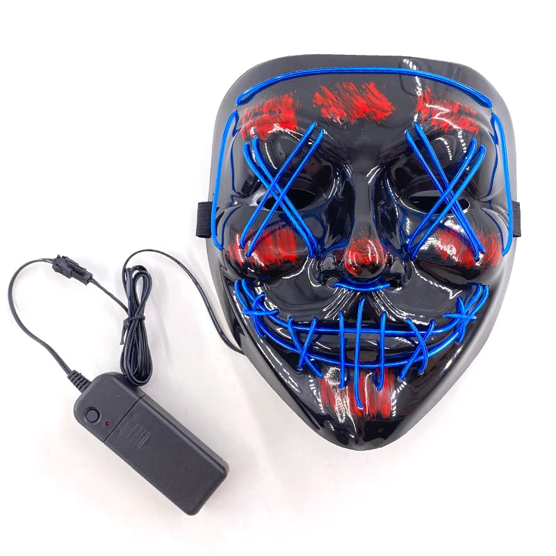 LED Halloween Mask Luminous Neon Mask Glow in the Dark Mascaras Halloween Party Costume Cosplay Masques Props Horror Mask
