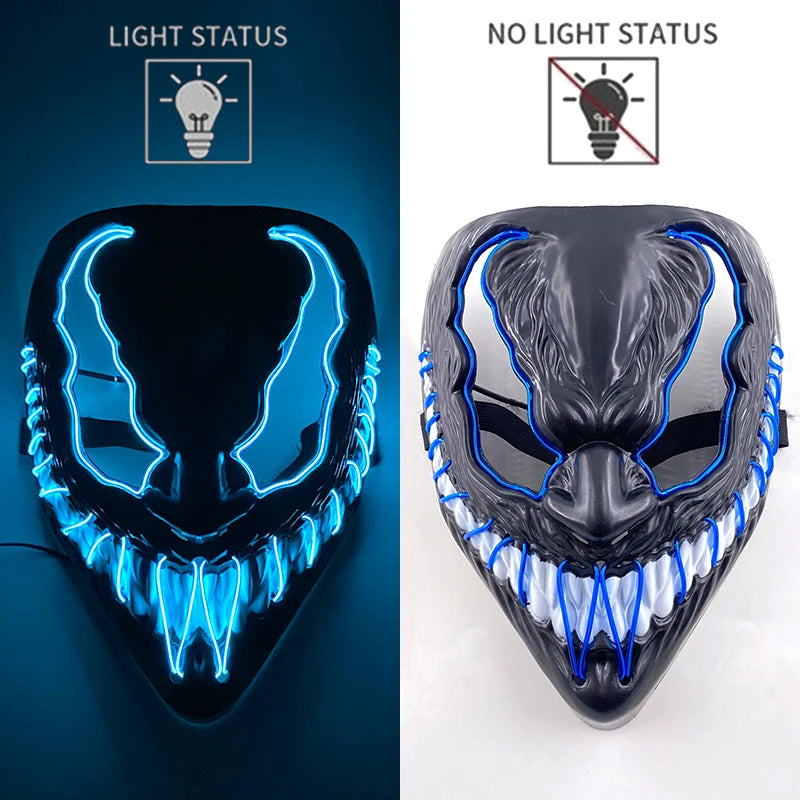 LED Halloween Mask Luminous Neon Mask Glow in the Dark Mascaras Halloween Party Costume Cosplay Masques Props Horror Mask