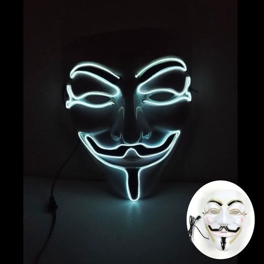 2024 Halloween Cosutmes Cosplay Guy Fawkes Hacker Mask Vendetta Mask Luminous LED Halloween Mask