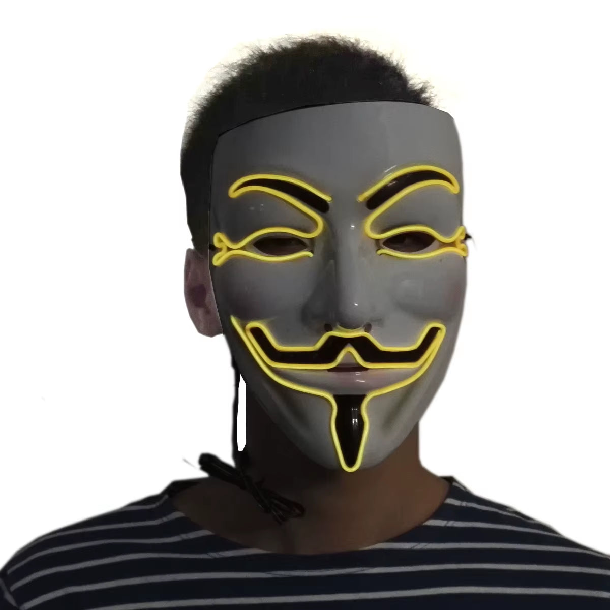 2024 Halloween Cosutmes Cosplay Guy Fawkes Hacker Mask Vendetta Mask Luminous LED Halloween Mask