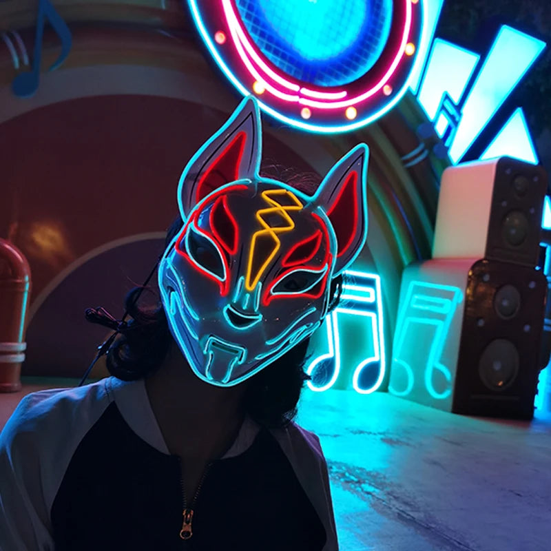 LED Halloween Mask Luminous Neon Mask Glow in the Dark Mascaras Halloween Party Costume Cosplay Masques Props Horror Mask
