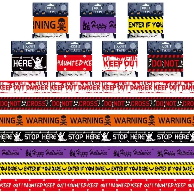 Halloween Warning Tape Signs Banner Halloween Party Props Window Prop Danger Warning Line Halloween Decor Party Supplies