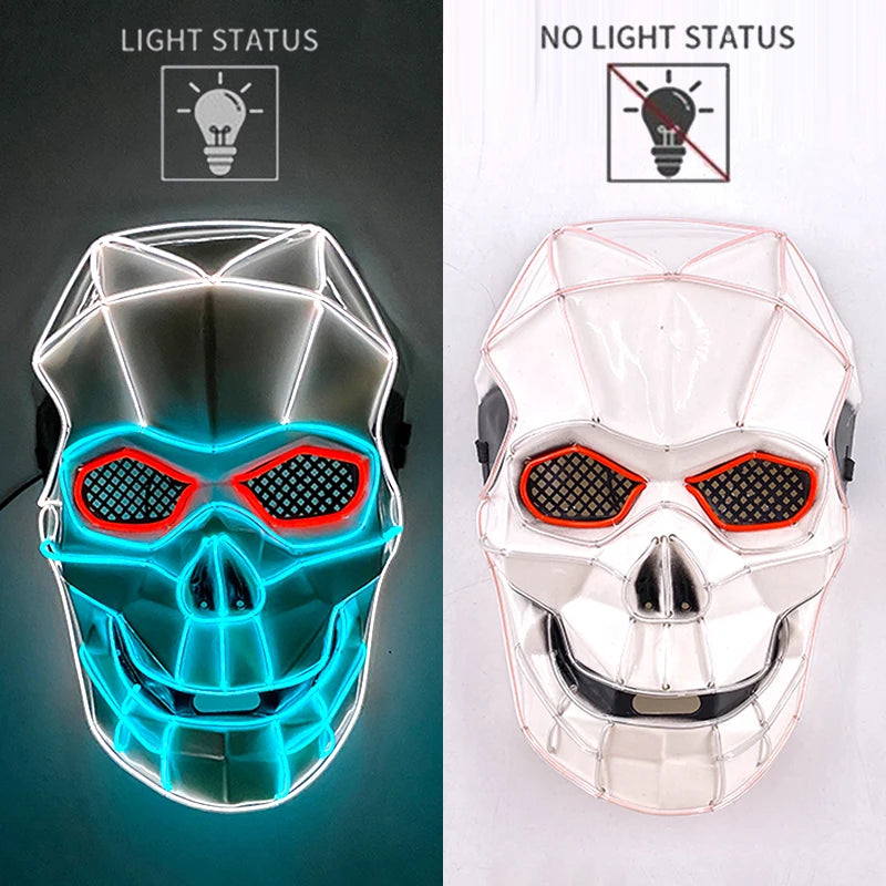 LED Halloween Mask Luminous Neon Mask Glow in the Dark Mascaras Halloween Party Costume Cosplay Masques Props Horror Mask