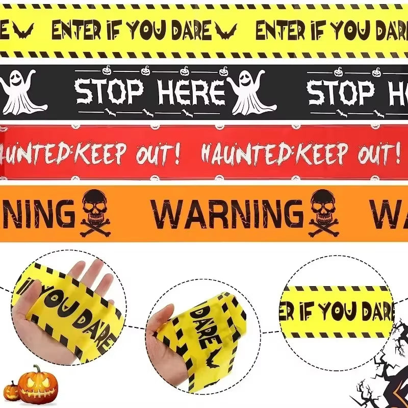 Halloween Warning Tape Signs Banner Halloween Party Props Window Prop Danger Warning Line Halloween Decor Party Supplies