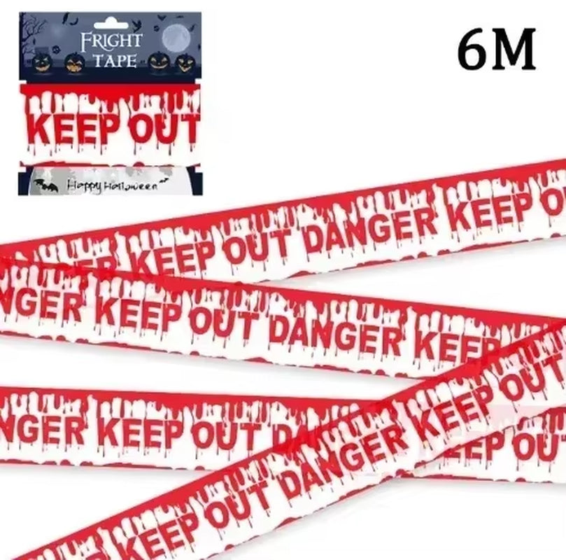 Halloween Warning Tape Signs Banner Halloween Party Props Window Prop Danger Warning Line Halloween Decor Party Supplies