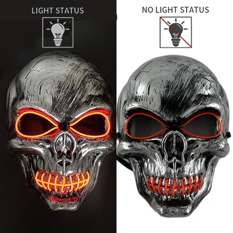LED Halloween Mask Luminous Neon Mask Glow in the Dark Mascaras Halloween Party Costume Cosplay Masques Props Horror Mask