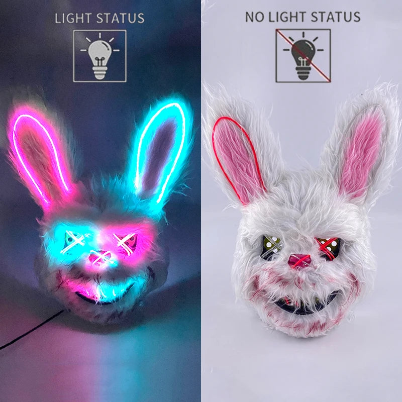 LED Halloween Mask Luminous Neon Mask Glow in the Dark Mascaras Halloween Party Costume Cosplay Masques Props Horror Mask