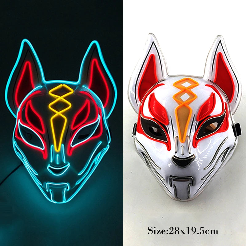 LED Halloween Mask Luminous Neon Mask Glow in the Dark Mascaras Halloween Party Costume Cosplay Masques Props Horror Mask