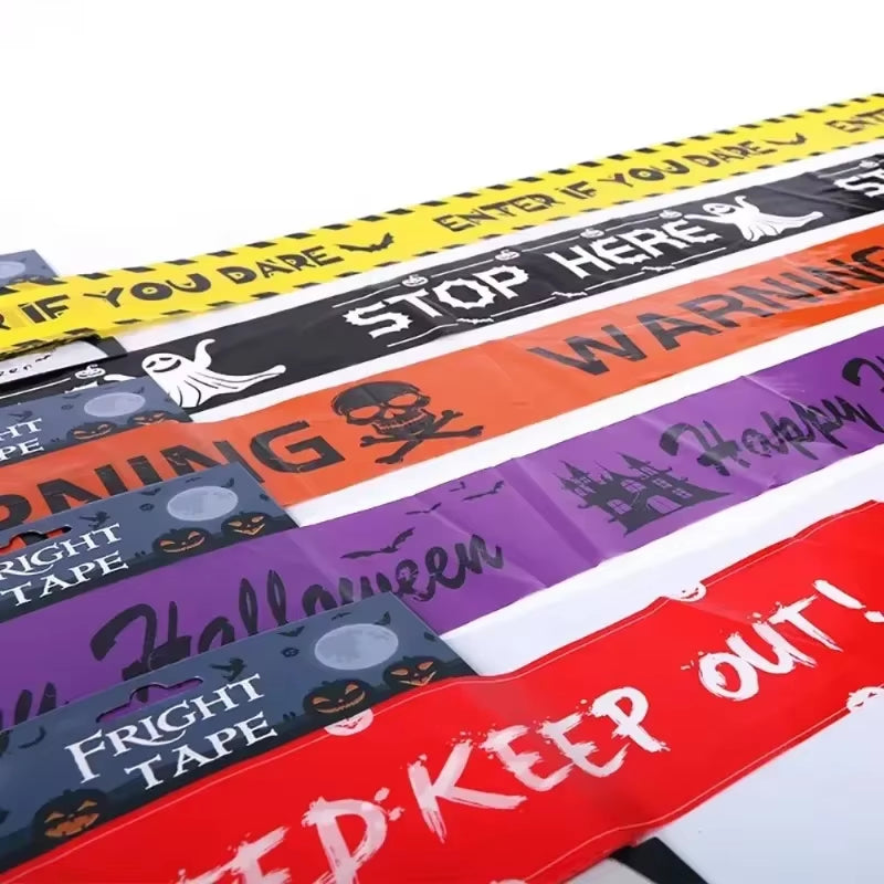 Halloween Warning Tape Signs Banner Halloween Party Props Window Prop Danger Warning Line Halloween Decor Party Supplies