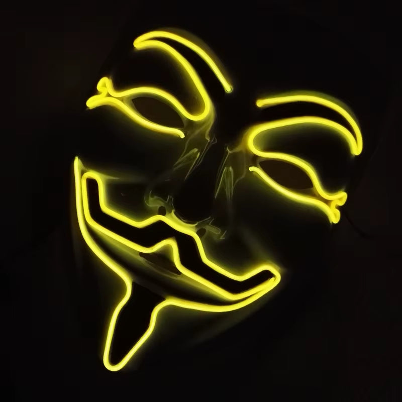 2024 Halloween Cosutmes Cosplay Guy Fawkes Hacker Mask Vendetta Mask Luminous LED Halloween Mask