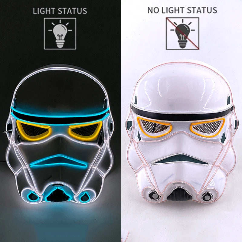 LED Halloween Mask Luminous Neon Mask Glow in the Dark Mascaras Halloween Party Costume Cosplay Masques Props Horror Mask