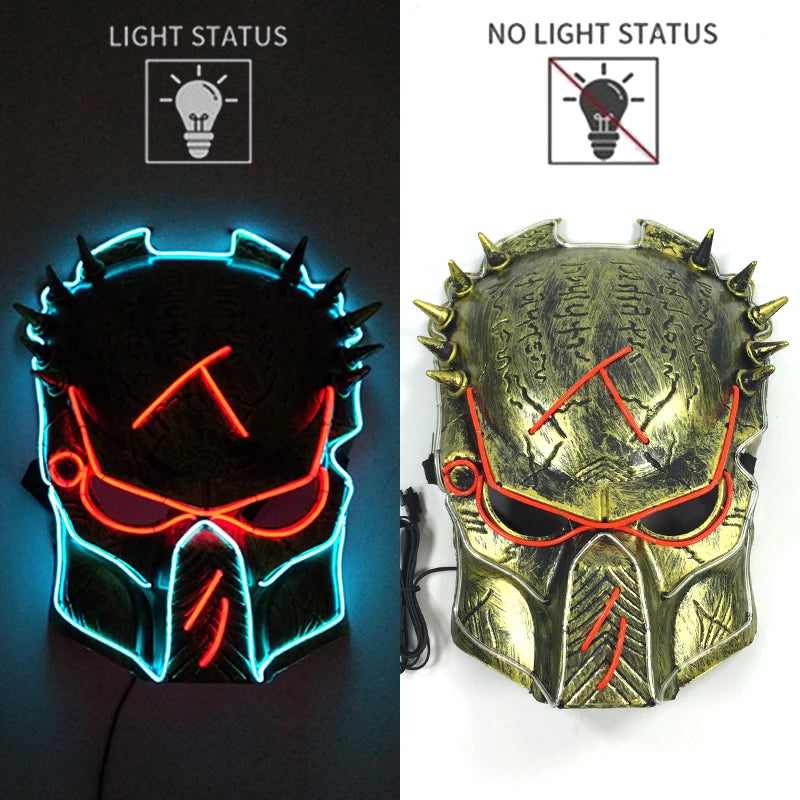 LED Halloween Mask Luminous Neon Mask Glow in the Dark Mascaras Halloween Party Costume Cosplay Masques Props Horror Mask
