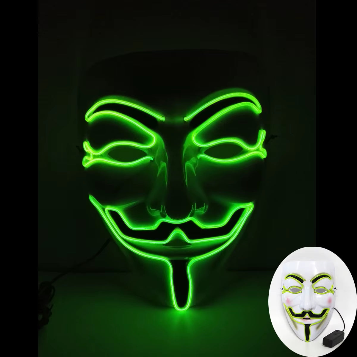 2024 Halloween Cosutmes Cosplay Guy Fawkes Hacker Mask Vendetta Mask Luminous LED Halloween Mask
