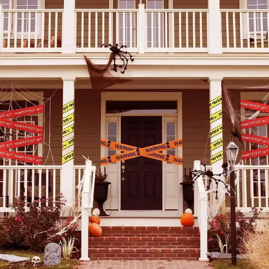 Halloween Warning Tape Signs Banner Halloween Party Props Window Prop Danger Warning Line Halloween Decor Party Supplies