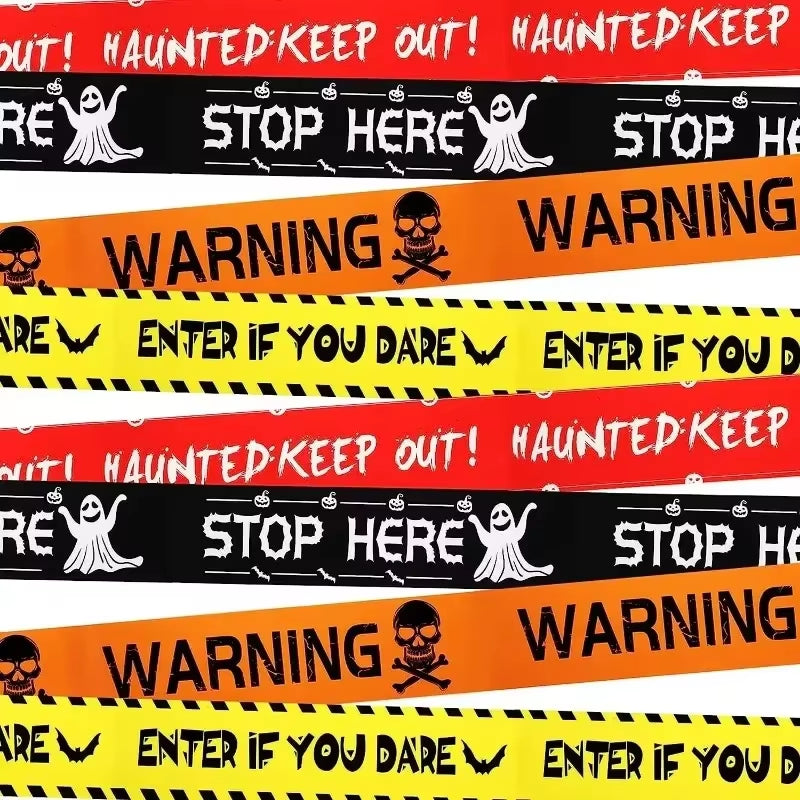 Halloween Warning Tape Signs Banner Halloween Party Props Window Prop Danger Warning Line Halloween Decor Party Supplies