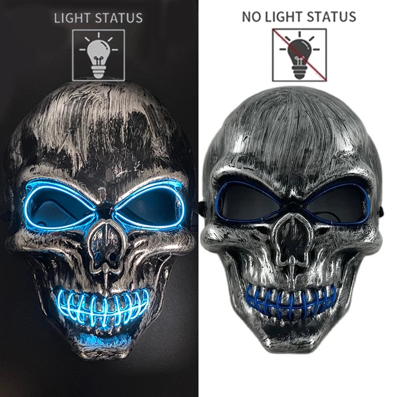 LED Halloween Mask Luminous Neon Mask Glow in the Dark Mascaras Halloween Party Costume Cosplay Masques Props Horror Mask