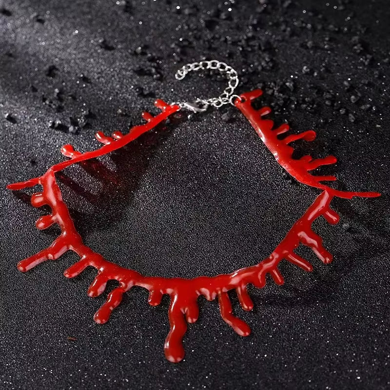 Set of 2 Women's Halloween Costume Necklaces - Humorous Blood Choker for Scary Party Favors and Decorations