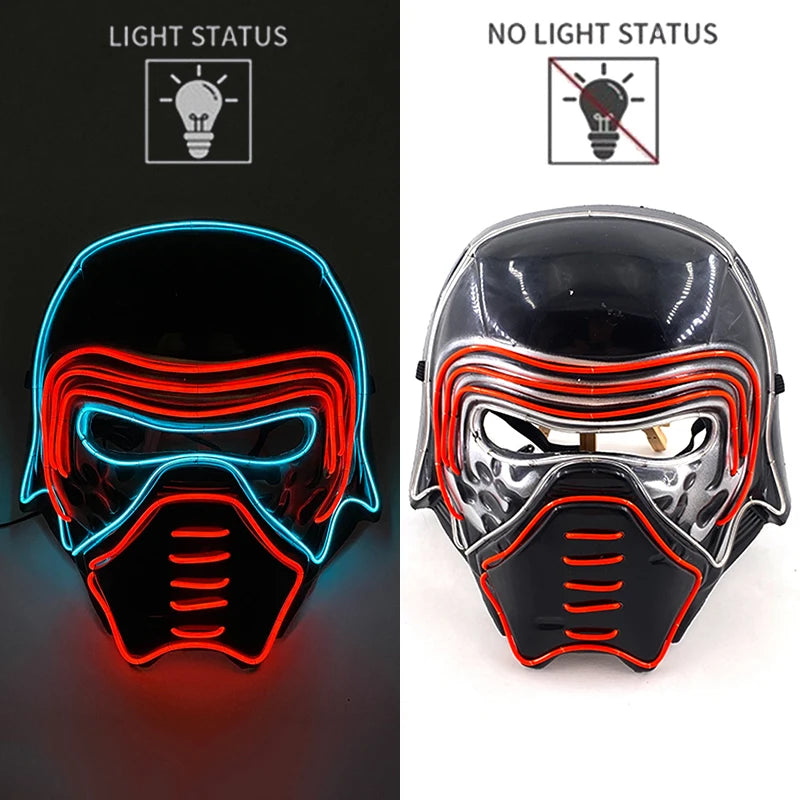 LED Halloween Mask Luminous Neon Mask Glow in the Dark Mascaras Halloween Party Costume Cosplay Masques Props Horror Mask