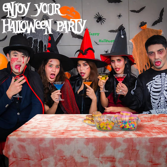 Halloween Bloody Gauze Tablecloth,1.52*2.15M(60*85Inch) Bloody Handprint Rectangle Table Cover for Halloween Party Table Decor